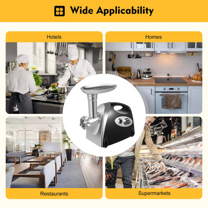 800W Stainless Steel Electric Meat Grinder with Sausage Filler Professional Kitchen Equipment.