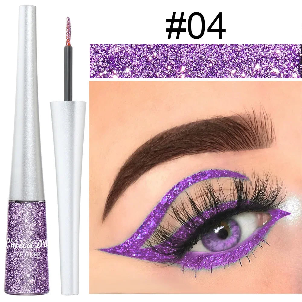Glitter Liquid Eyeliner Pen Pearlescent Sequins Diamond Bright Shining Eyeliner Waterproof Lasting Eyeshadow Women Cosmetics 1pc.