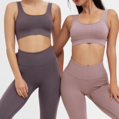 Women's Three-Piece Sportswear Set Yoga Fitness Leisure Sports Bra Pants Set Comfortable Breathable Gym Workout Outfit.