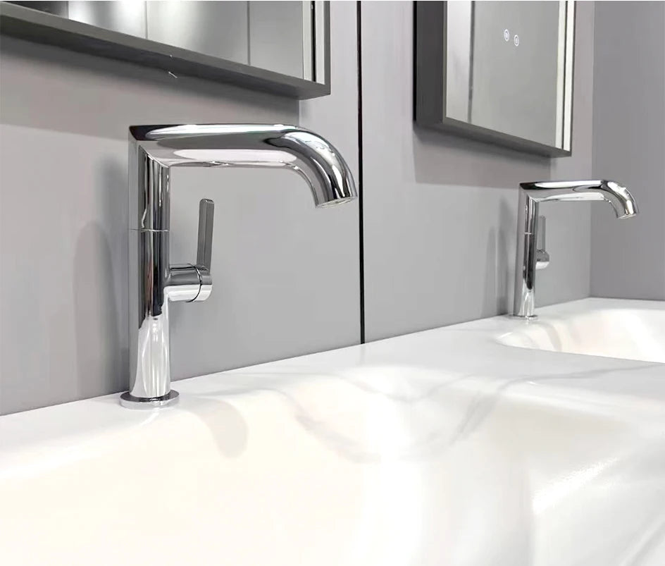 VGX Bathroom Faucets Stainless Steel Basin Mixer Sink Faucet Gourmet Washbasin Tapware Hot Cold Water Tap Brushed Gold Grey