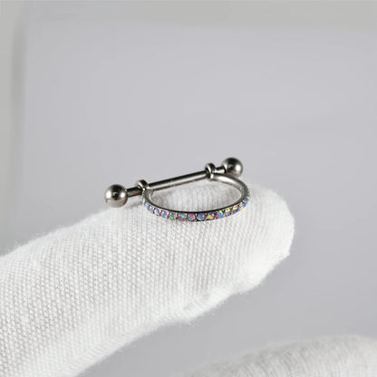 1PC ASTM F136 Titanium Ear Daith Rook Lobe Barbell Micro Zircon Hoop Earring Gold Plated Cartilage Piercing Jewelry.