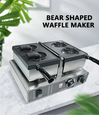Commercial Taiyaki Bear Shaped Waffle Maker 1800W Open Mouth Bear Shape Waffle Machine Ice Cream Waffle Iron Maker.