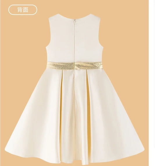 Mädchen Luxus Beige Kleid Kinder Partys Bühnenaufführungen Party Hochzeit Feier Kostüm Größe 110-170.