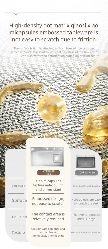 Kitchen Sink 316L Food Grade Stainless Steel Large Single Slot Wash Dish and Wash Vegetable Basin Homeuse Undercounter Bowl