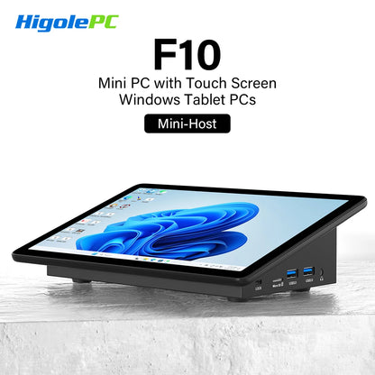 Higole F10 10.1'' Fanless Mini PC Intel N5095 Windows 11 WiFi5 8GB 128GB 5000mAh 4K RS-232 RJ45 Laptop Desktop PC Mini Computer.