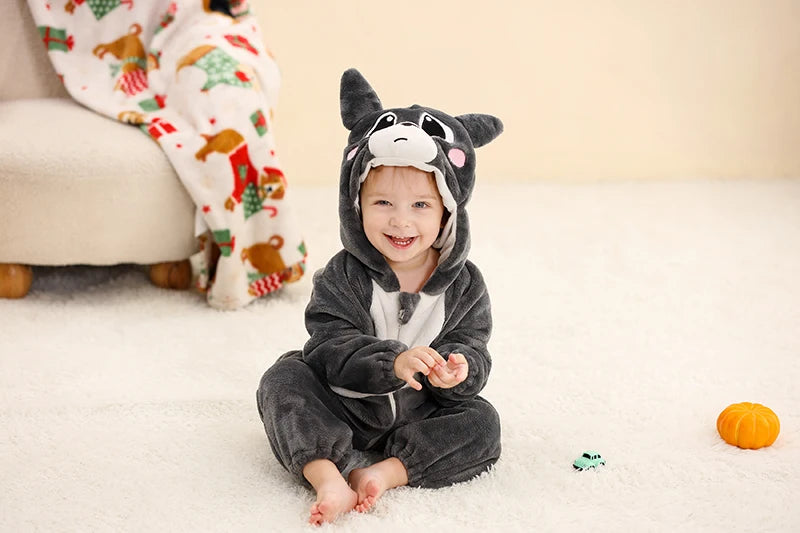 MICHLEY Winter Baby Strampler Mit Kapuze Flanell Cosplay Kleinkind Infant Kleidung Insgesamt Bodys Overall Kostüm Für Kinder Mädchen Junge