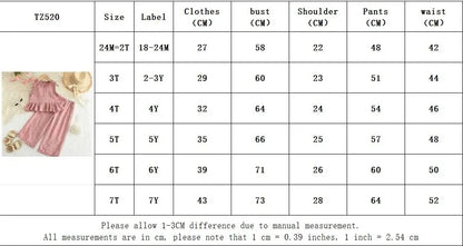 Pink Girl's Summer Two-piece Set with Single Breasted Sleeveless Top and Casual Pants, New Children's Sets Kids Clothes.