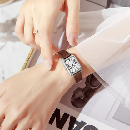 Fashion Rectangle Quartz Wrist Watch for Women Luxury Brand Roman Dial Leather Strap  Ladies Watches Clock.