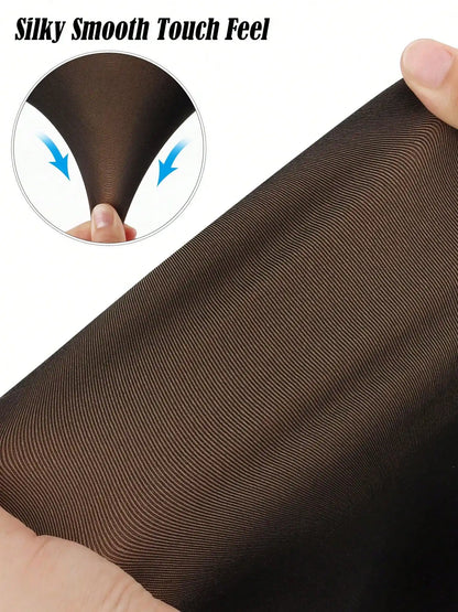 Luxtrada Womens Plus Size Thick Winter Tummy Control Fleece Lined Sheer Tights Fake Translucent Warm Leggings Thermal Opaque