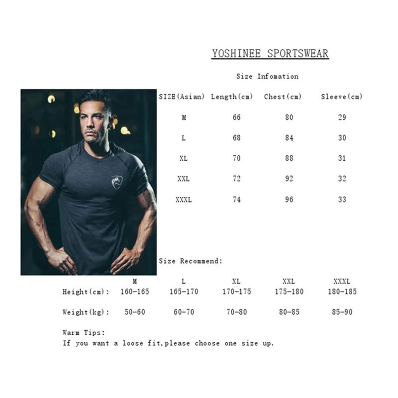 Men Tshirt Bodybuilding Tight Compression Quick-drying Muscle Shirt Fitness Workout Basketball Running Clothing Men T-shirt.
