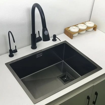Nano mattschwarzes Küchenspülbecken über der Theke oder Udermount-Spülbecken, Gemüsewaschbecken, Einzelwaschbecken aus Edelstahl für die Küche