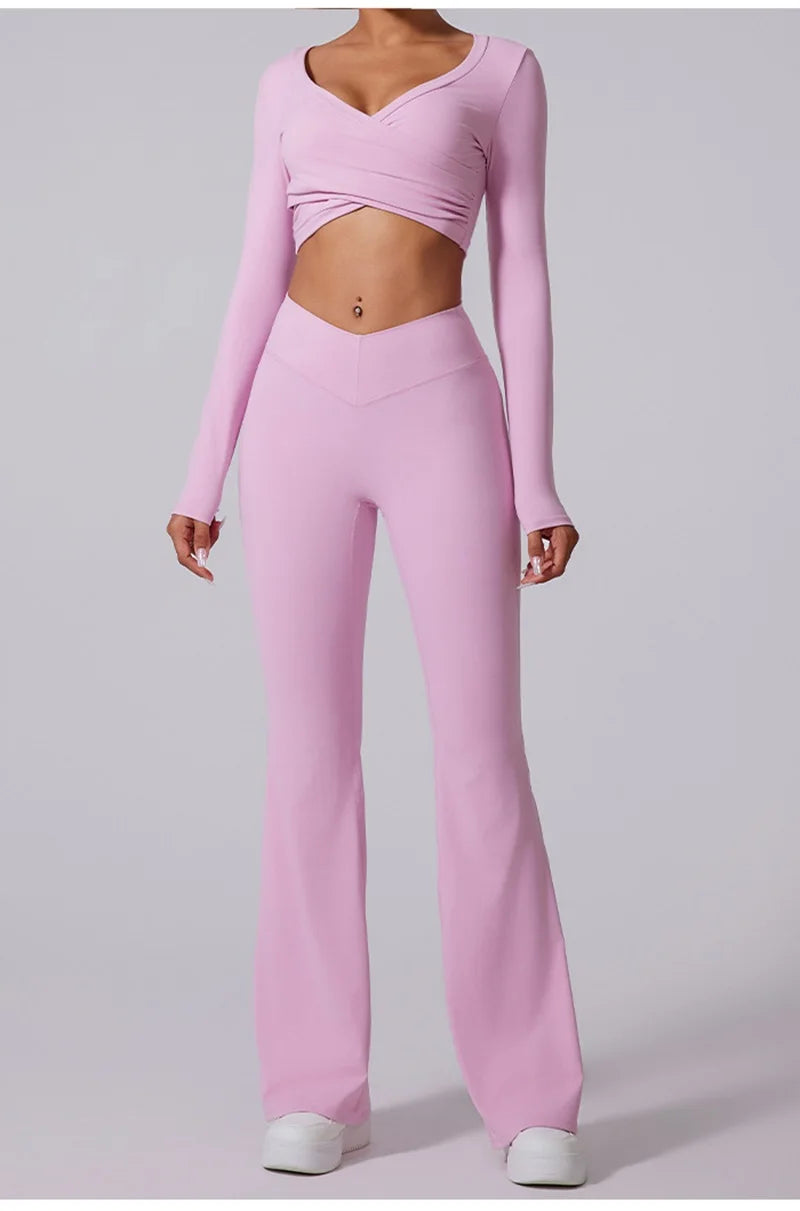 Cloud Hide Blue Sports Leggings Plus Size Long Yoga Pants Women Gym Fitness Running Flared Trousers High Waist Workout Tights