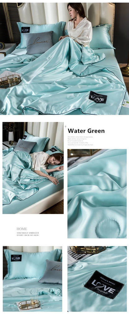 Summer Mulberry Silk Comforter Duvet Insert Luxury Natural Silk Blanket Satin Bedding Quilt Queen Single Double Twin Size Bed.