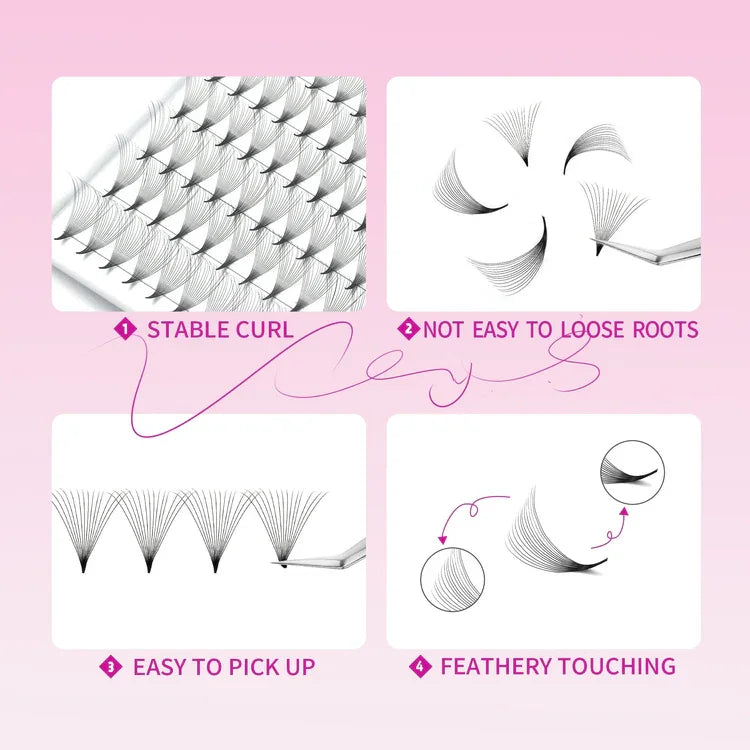 Veyes Inc NarrowPro Premade Fans Lashes Fans Veyelash 320 Fans 14D 16D Slim Thin Pointy Base Soft Russian Volume Fans Lash.