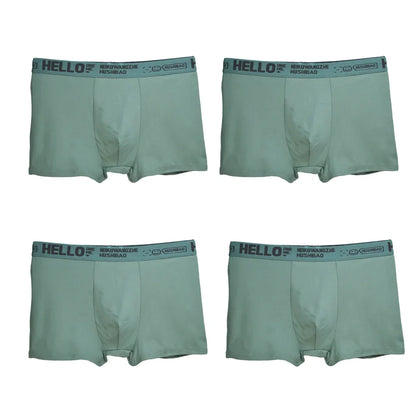 4Pcs männer Boxer Unterwäsche Mann Mid-taille Unterhose Einfarbig Antibakterielle Höschen Plus Größe Shorts Homme U konvexen Dessous