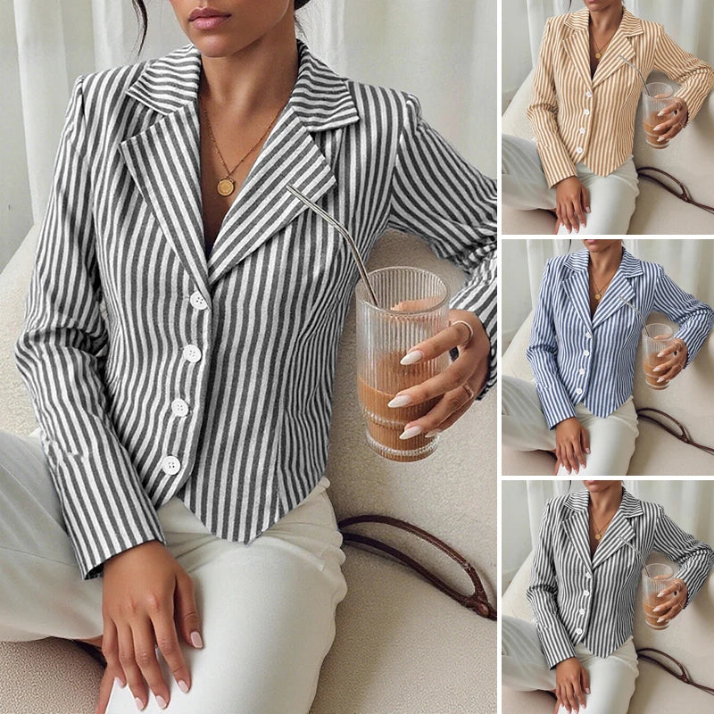 Stylish Autumn Long Sleeve Stripe Shirt 2025 ZANZEA Office Lady Blouses Women Shirts Elegant Lapel Neck OL Work Tops Mujer Femme.
