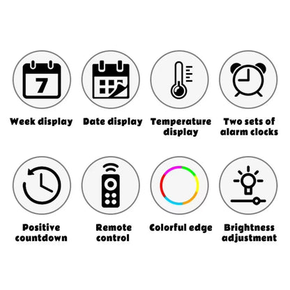 15-Zoll-LED-Digital-Wanduhr, Schlummeruhr, Farbe, Außenrahmen, Temperatur, Datum, Wochenanzeige, Fernbedienung, elektronische Stummuhr