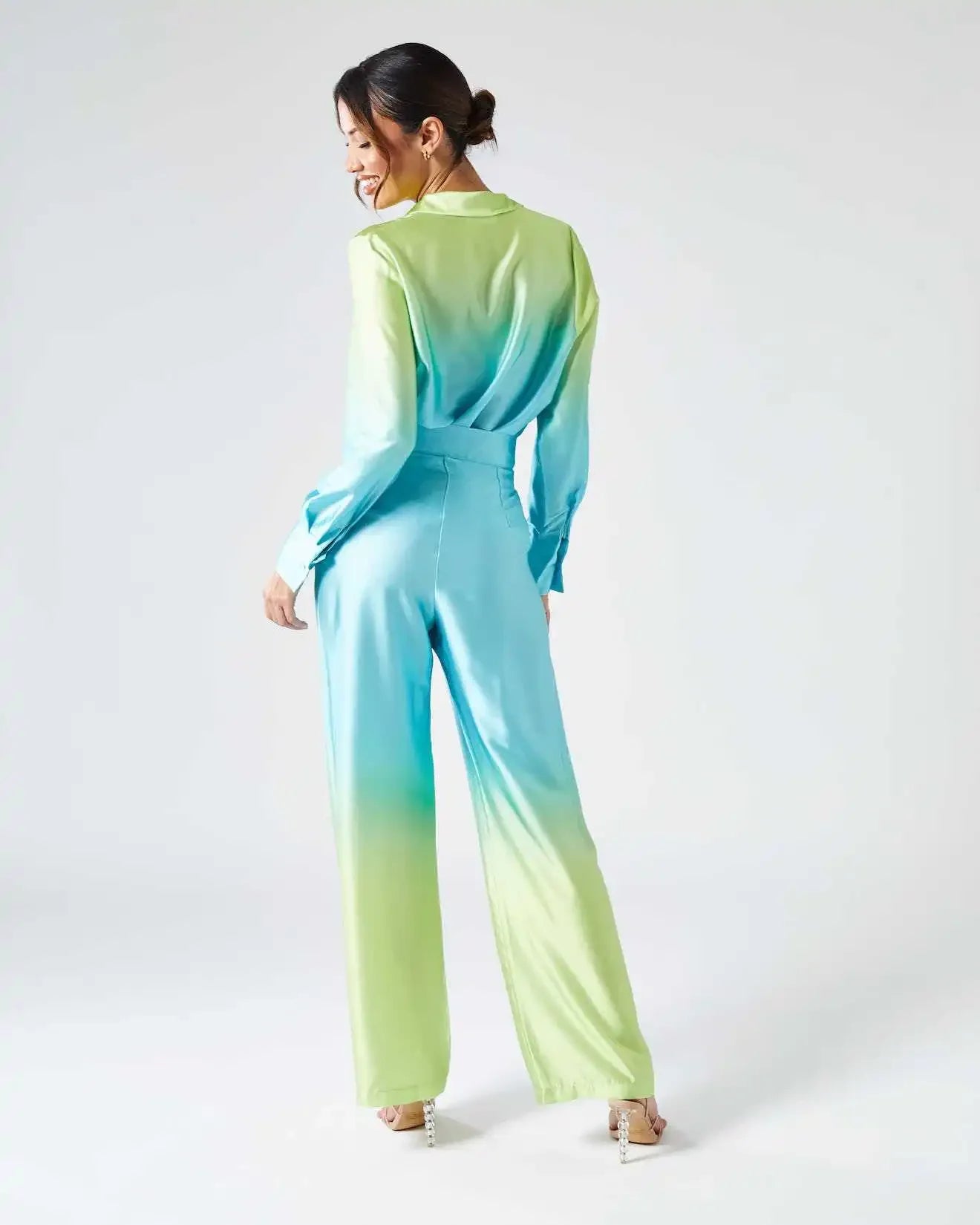 Female Casual Outfit New Summer Print Suits Woman Vintage Printed Long-sleeved Shirt and Loose Wide Leg Pants Set Two Piece Set.