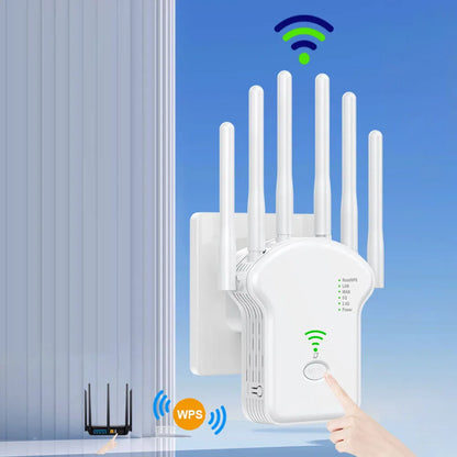 1200Mbps 5GHz Wireless WiFi Repeater WiFi Signal Booster Dual-Band 2.4G 5G WiFi Extender 6 Antenna Network Amplifier WPS Router.