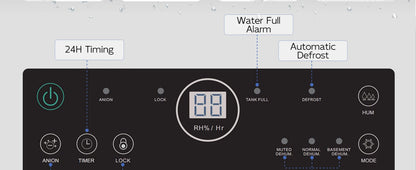 HUMSURE Electric Dehumidifier 25L/24H, Dehumidifier Basement Rooms with 5.5 Litre Water Tank, Timer, Automatic Defrosting.