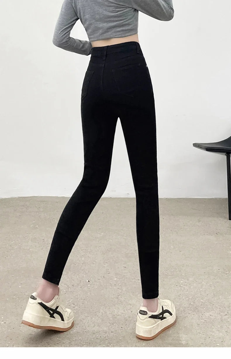 Spring and Summer Women's Casual Office Tight Solid Color Jeans Stretch Sexy Fashionable Classic Slim Fit Denim Pants Female.