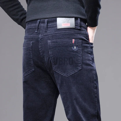KUBRO High Quality Corduroy Fabric Men's Business Casual Trousers Autumn Korean Style Small Straight Slim Versatile Cargo Pants.