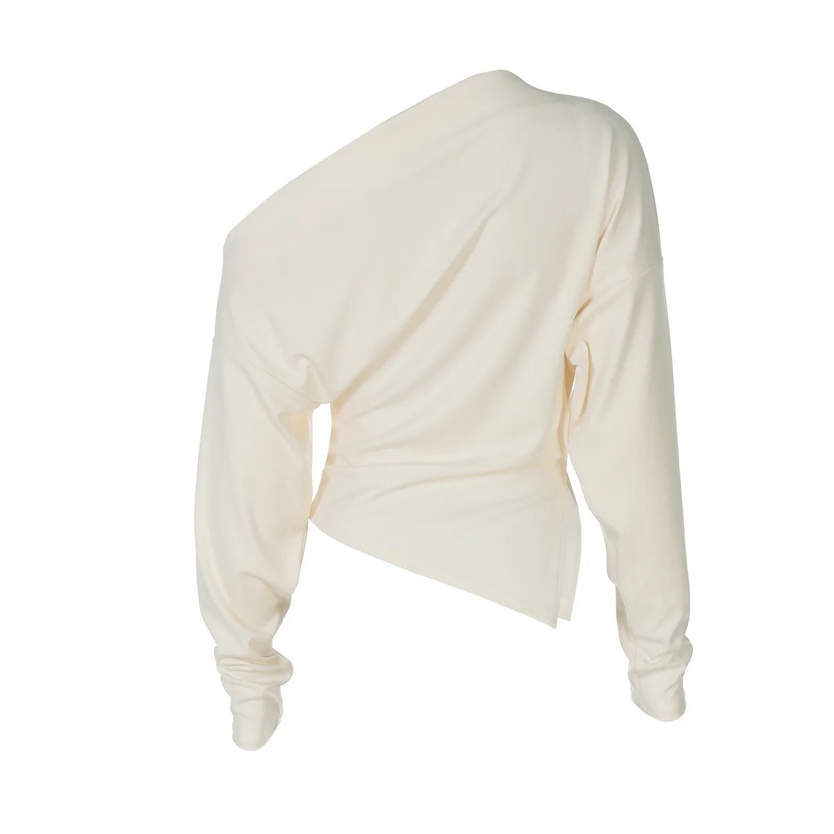 Women Casual Top Fashion Slim Slit Long Sleeve Pullover Top Sexy Strapless Pleated New Party Looks Top Female Streetwear