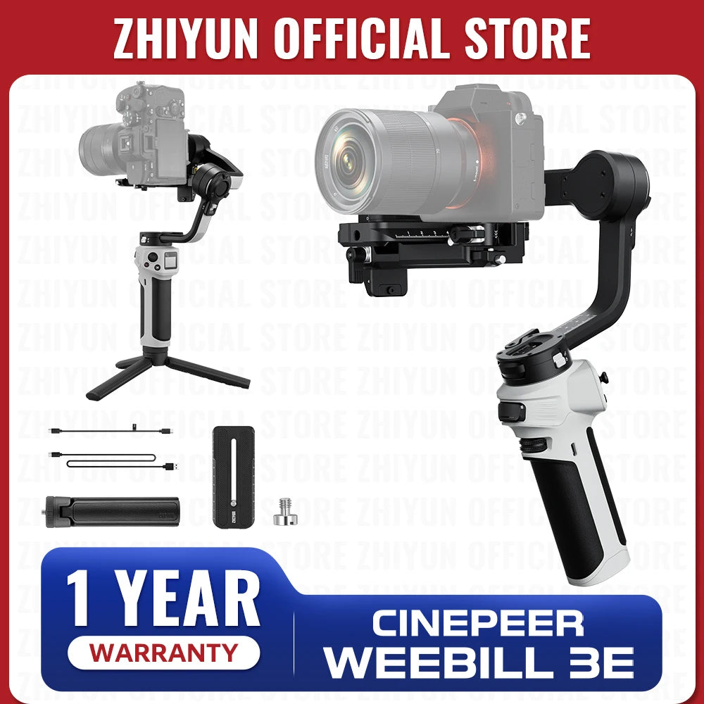 ZHIYUN Official CINEPEER WEEBILL 3E Handheld Camera Gimbal Stabilizer 3-Axis Cameras Gimbals for DSLR Mirrorless Cameras.