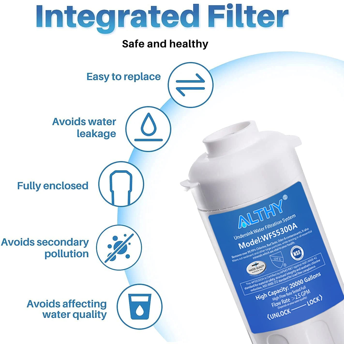 ALTHY Under Sink Drinking Water Filter Purifier -NSF/ANSI Certified Direct Connect Under Counter Drink Water Filtration System.
