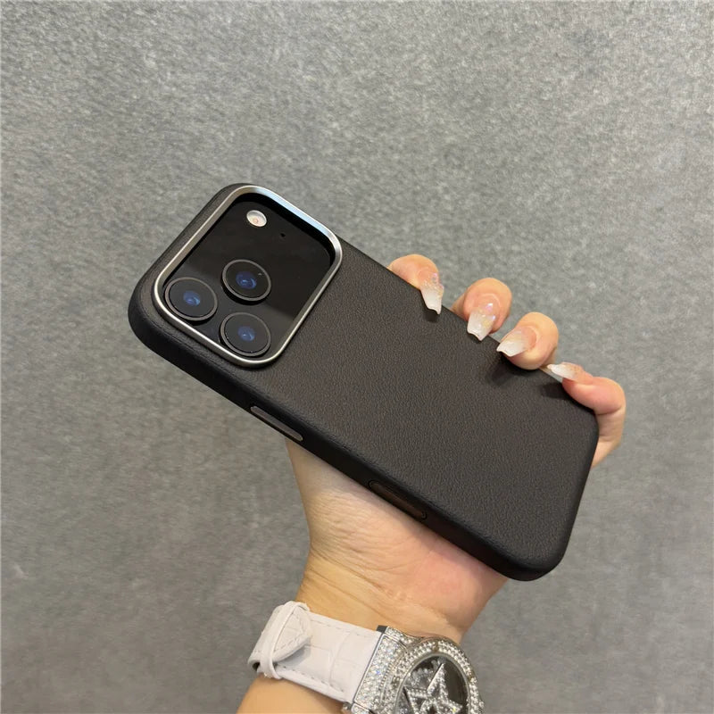 Luxury Solid Color PU Leather Magsafe Case For iPhone 17 Air 17Pro 17Pro Max Active Touch Camera Button Lens Protection Cover.