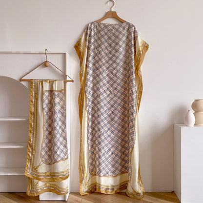 Sommer Neue Mode Afrikanische Kleider Für Frauen Elegante Gedruckt Seide Muslimischen Dame Lange Hijab Kaftan Kleid Oversize Kuwait Abaya