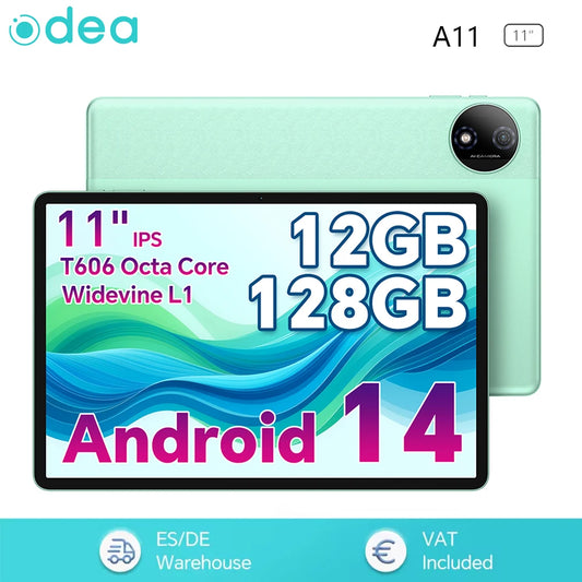 Odea A11 Android 14 Tablet Unisoc T606 Octa Core Max 12GB RAM 128GB ROM 11" IPS 7000mAh Type-C 13MP Camera GPS.