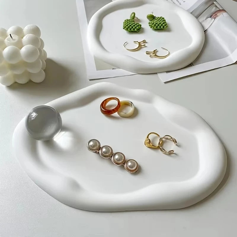 Creative Irregular Cloud Tray Silicone Mold Diy Oval Round Plaster Concrete Jewelry Storage Tray Home Decoration Casting Mold.
