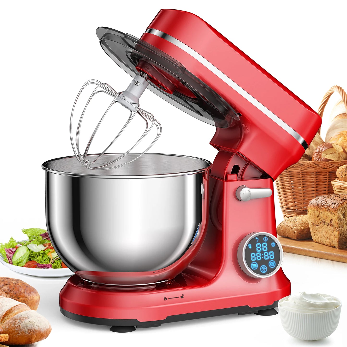 5L Kitchen Stand Mixer, 1200W 11-Speeds DC Motor, Digital OLED Screen, Electric Food Mixer with Dough Hook, Whisk