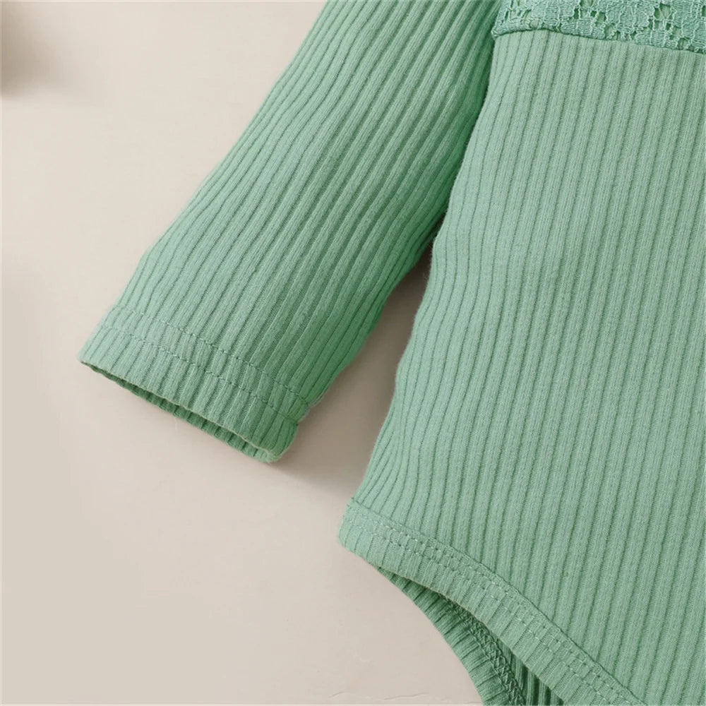 3PCS Baby Girl Clothes Set Long Sleeve Romper Top+Flowers Pant+Headband Spring&Autumn Lovely Outfit for Toddler Girl 0-18 Months.