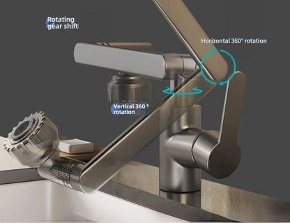 ABS Modern 360 Degree Swivel Kitchen Robotic Arm Faucet Soft Bubble/shower Dual Mode Flexible Adjustment