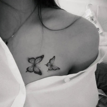 1/6pcs Black Butterfly Fake Tattoo Waterproof Temporary Tattoo Stickers Leg Arm Hand Foot Body Arts Magic Flower Texture Sticker.