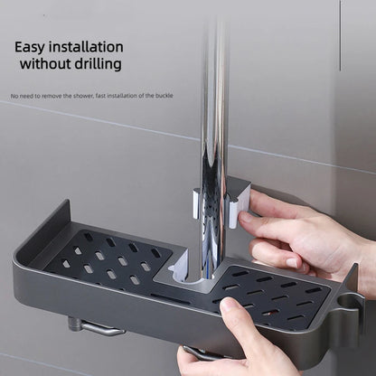 Haushalt Lift Ständer Dusche Rack Dusche Gel Lagerung Rack Badezimmer Perforation-Freies Dusche Stange Tablett