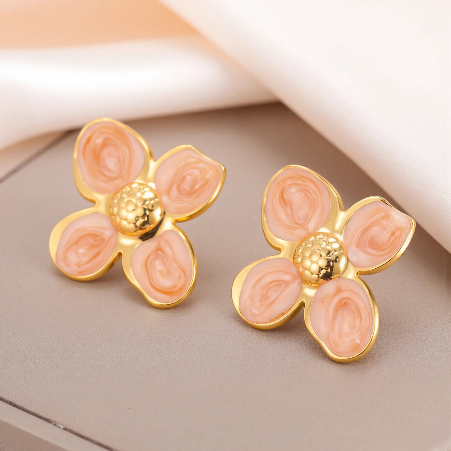 Cazador 2Pcs Flower Women's Earrings Stainless Steel Stud Earrings Jewelry Trend 2025 Party Wedding Birthday Gifts New Wholesale.