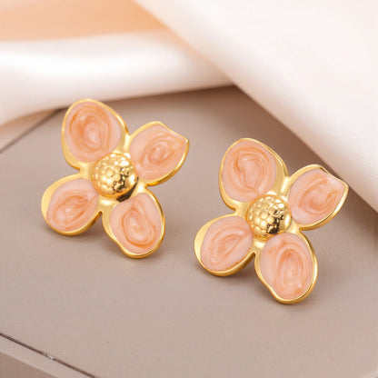 Cazador 2Pcs Flower Women's Earrings Stainless Steel Stud Earrings Jewelry Trend 2025 Party Wedding Birthday Gifts New Wholesale.
