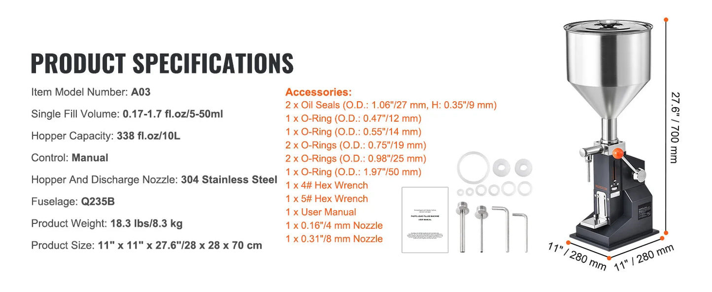 SucceBuy 5-50/100ml A02 Pneumatic/Manual Paste Liquid Filling Machine Bottle Liquid Filler Pedal for Water Juice Cosmetic Milk.