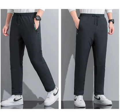 M-8XL Men's Down Pants Plus Size Winter Three-layer Windproof and Waterproof Large Size Plus Velvet Thick Warm Casual Joggers