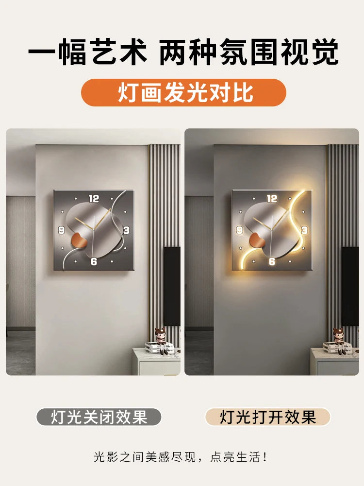 Stein zu laufen Wanduhr Wohnzimmer moderne Licht Luxus Dekoration Uhr hängen Wand leuchte High-End-Sinn Restaurant Uhr