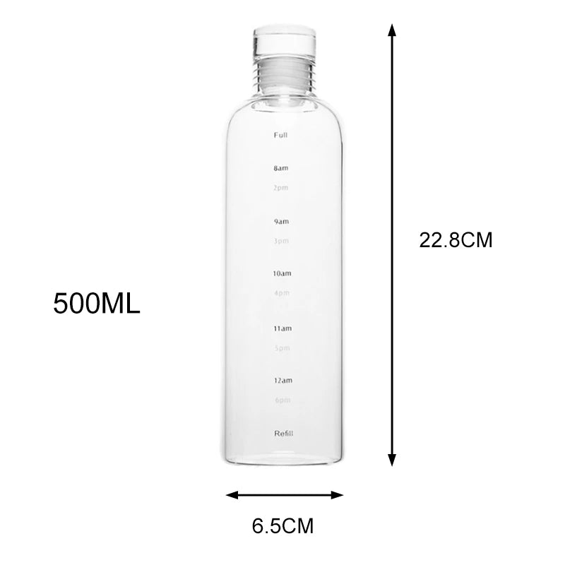 Transparent Plastic Water Bottle with Time Scale Large Capacity Leakproof Drink Bottle Drop-resistant Drink Cup For Sport Travel.