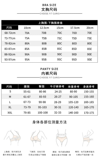 French Sexy Bra & Brief Set Lingerie Ultra-Thin See-Through Sexy Floral Lace Underwire Set Large Breasts Show Small Anti-Sag Bra