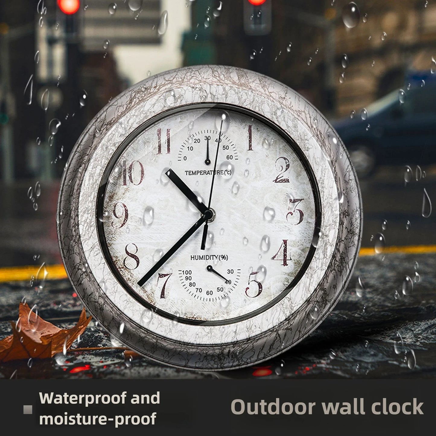100 % wasserdichte Wanduhr, Outdoor-Uhr, Badezimmer, Küche, Terrasse, Geschäft, Wohnzimmer, dekorative Wanduhr, stilvolle, geräuschlose Wanduhr