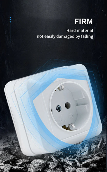 WESA Weiße Wandsteckdose, EU-Standard, Steckdose, Boden, Vintage-Oberfläche, Steckdose, Stecker, flammhemmender Kunststoff.