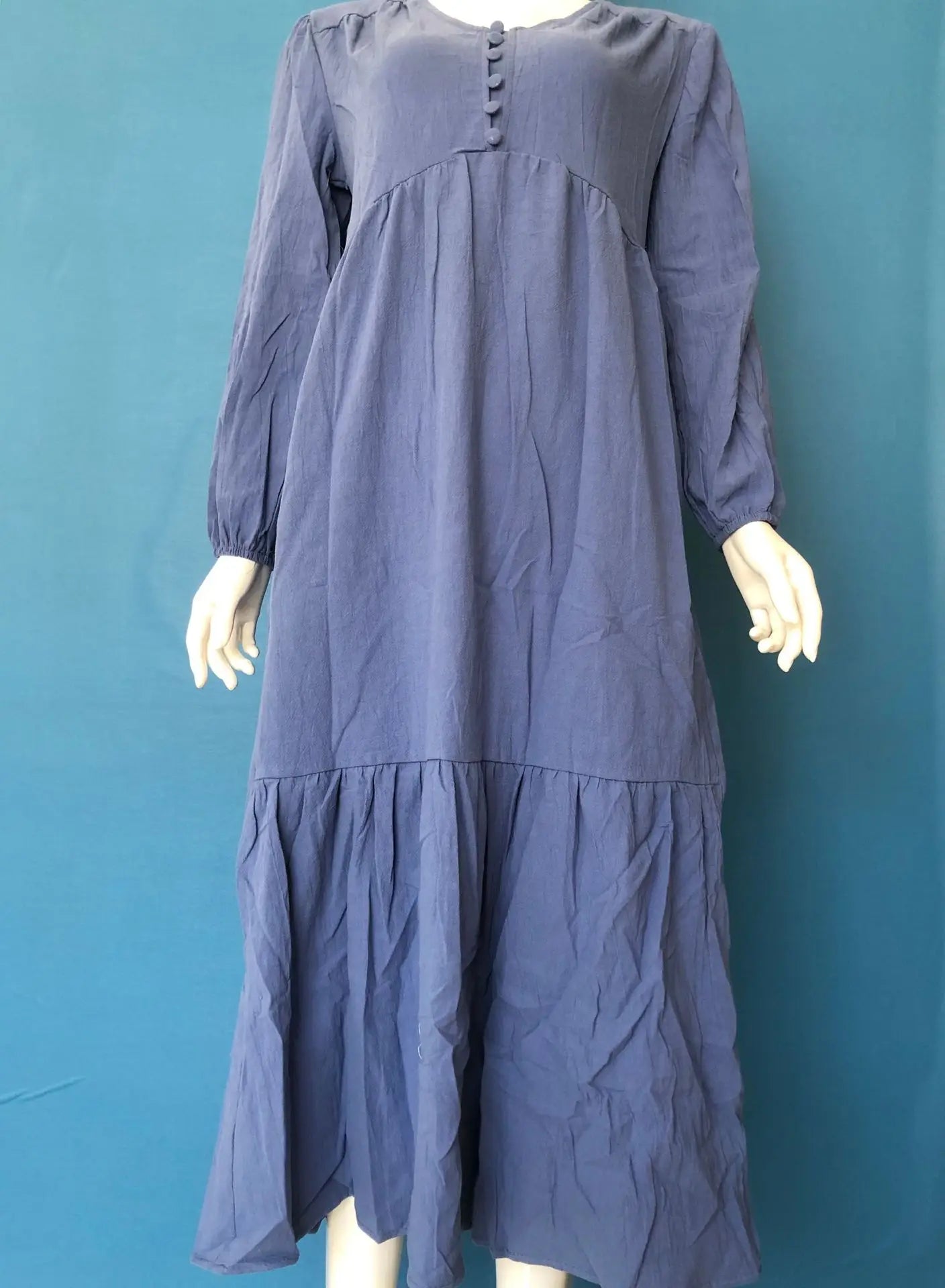 Baumwolle Und Leinen Vintage Stil Langes Kleid Für Frauen Casual V-ausschnitt Langarm Lose Maxi Kleider Weibliche Elegante frauen Kleidung.