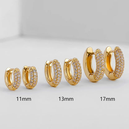 New Gold Plated Huggie Earrings with CZ Zircon Thin Ear Hoops Cartilage Earring for Women Round Minimal Earring Piercing Jewelry.