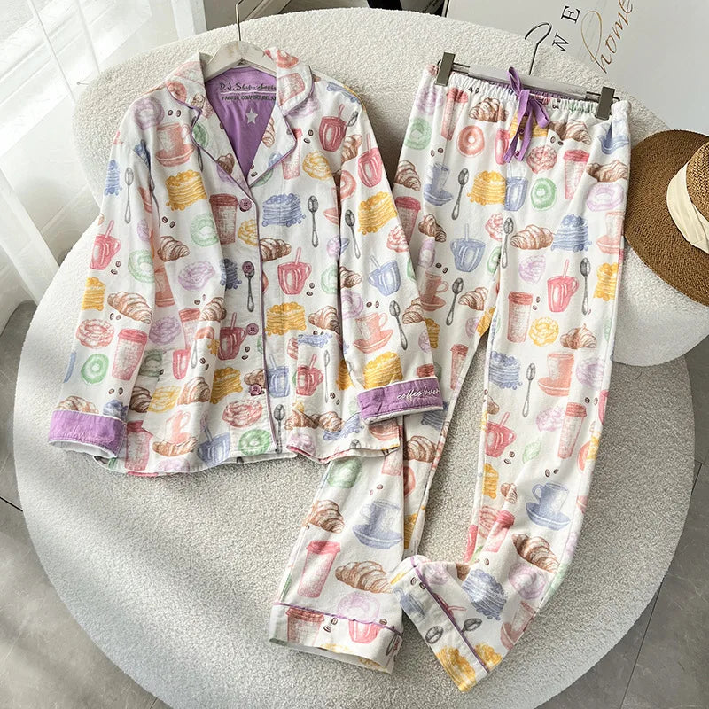 Matching Pajamas 2 Piece Set Women Pj Sets Women 2 Piece Set Outfit 100% Cotton Pajamas for Women Loungwear Set Loose Sleepwear.